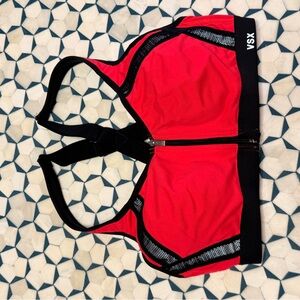 VSX Red and Black Front-Zip Sports Bra wired Victoria’s Secret
